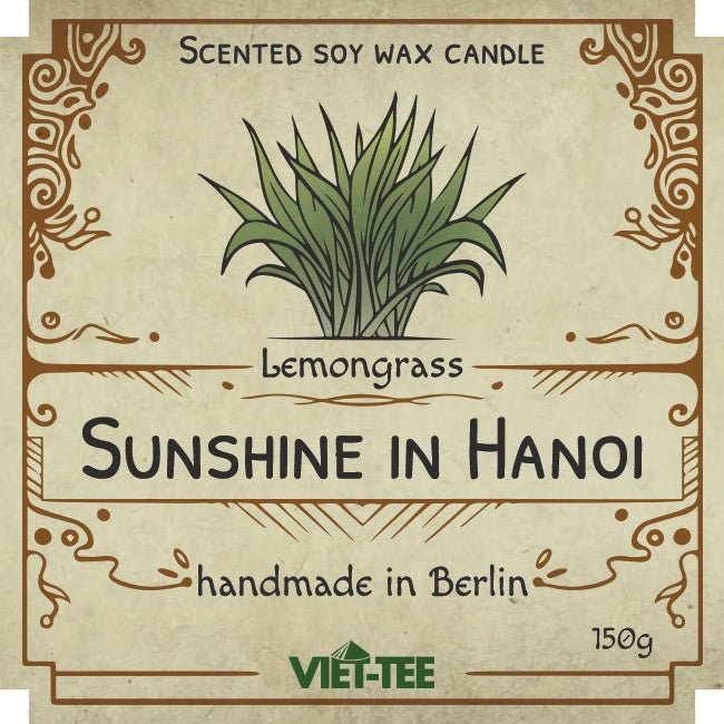 Lemongrass Bio-Duftkerze "Sunshine in Hanoi" VIET-TEE.de Bio Tee, Detox Tee, Tee Set, Tee Sieb, Tee Kanne, Grüner Tee, Oolong Tee, Schwarzer Tee, Tee Zubehör, Tee Kanne