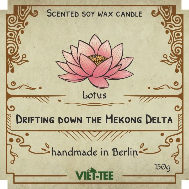 Lotus Bio-Duftkerze "Drifting Down the Mekong Delta" VIET-TEE.de Bio Tee, Detox Tee, Tee Set, Tee Sieb, Tee Kanne, Grüner Tee, Oolong Tee, Schwarzer Tee, Tee Zubehör, Tee Kanne