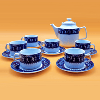 Weißes Porzelan Tee-Set (13 Teile) mit traditioneller Bemalung - VIET-TEE.de